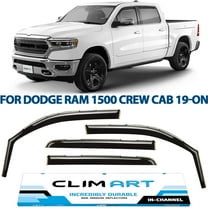 CLIM ART in-Channel Incredibly Durable Rain Guards for Dodge RAM 1500 (New Body Style) 2019-2026 Crew Cab, Original Window Deflectors, Vent Window Visors, Dark Smoke Truck Accessories, 4 pcs-619006LP