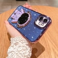 thumbnail image 4 of Compatible for iPhone 11 Bling Plating Astronaut Hidden Stand Case, Cute 6D Stand Glitter Phone Case for Women Girls Soft TPU Shockproof Back Cover - Purple, 4 of 12