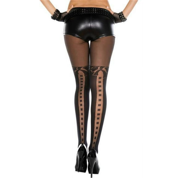 Back Tuxedo Design Spandex Tights, Black