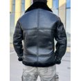 thumbnail image 4 of Men's Winter Coat Genuine Leather Real Natural Sheepskin Shearling Pilot Jacket for Male Thick Wool Liner Black Oversized,Black,58, 4 of 6