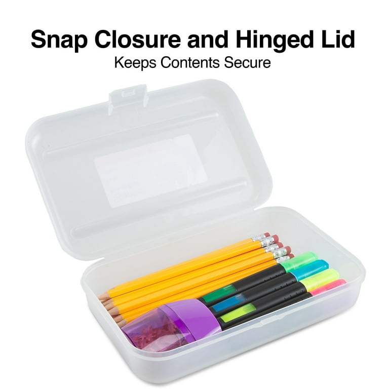 Staples Clear Plastic Snap Pencil Box Organizer (22859) ST22859