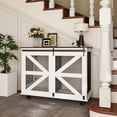 thumbnail image 2 of 47.2" Mobile Dog Crate with Flip-Top Feeding Door, Dual-Access & 5 Caster System (2 Locking), Side Hooks, 2 of 14