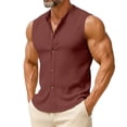 thumbnail image 1 of Eryao Men's Sleeveless Henley Vest Button Down Linen Shirts Soft Lightweight Solid Workout Basic Tank Tops,Red,M, 1 of 6