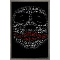 DC Comics Movie - The Dark Knight - The Joker Face In Text Wall Poster, 22.375" x 34", Framed