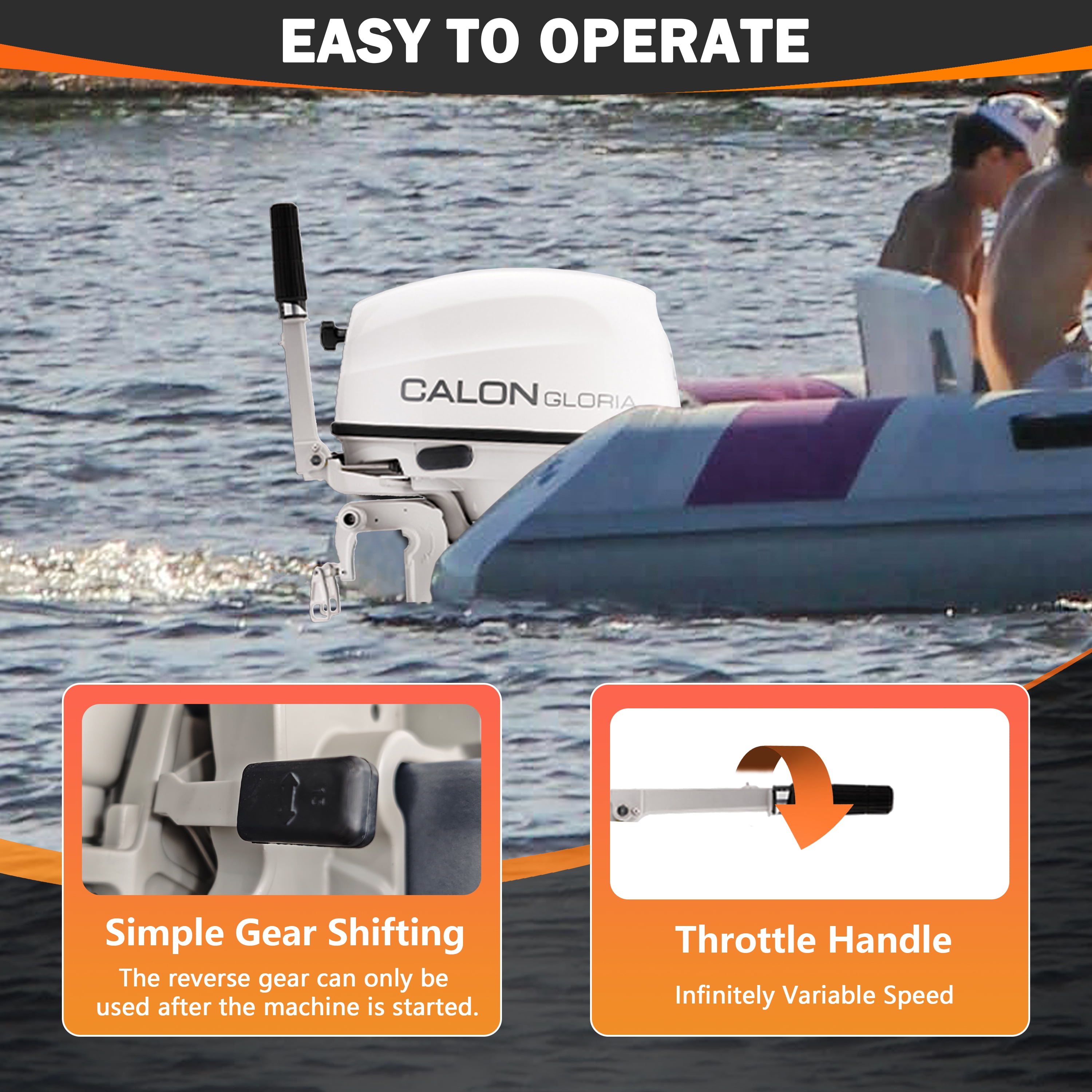 2 Stroke 20HP Calon Outboard Motor with Fuel Tank, 326cc Heavy Duty Long Shaft Fishing Boat Engine with Water Cooling System & CDI Ignition System for Inflatable Boat Kayak Canoe Sailboat