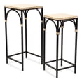 thumbnail image 4 of Claudette Set of 2 Rattan Accented Wood & Metal Square Side Tables, 4 of 8