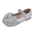 thumbnail image 3 of RotHome Girls Dress Shoes Mary Jane Flats Glitter Low Heels Flower Wedding Party Toddler Little Girl Footwear with Princess Style Bowknot Design, 3 of 9