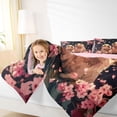 thumbnail image 3 of Erosebridal Couple Capybara Kid Bedding Comforter Set, Cherry Blossoms King Bedding Sets, Black Pink, 7pcs, 3 of 7