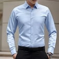 thumbnail image 3 of Men's Shirts Long Sleeve Drill Button Business Formal Social Wrinkle, 3 of 11