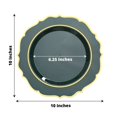 thumbnail image 6 of BalsaCircle 10 Hunter Green 10.5" Round Plastic Dinner Plates Gold Scalloped Rim, 6 of 8