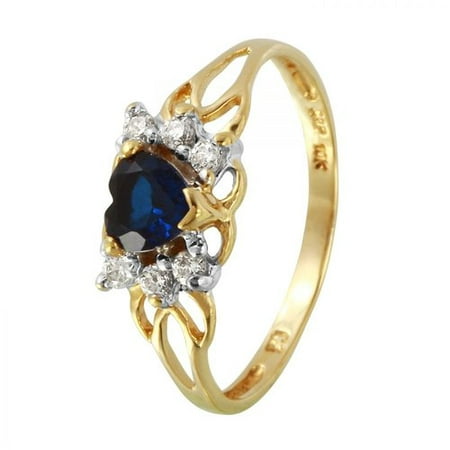 Foreli 10K Yellow Gold Ring With Cubic Zirconia And Created Sapphire