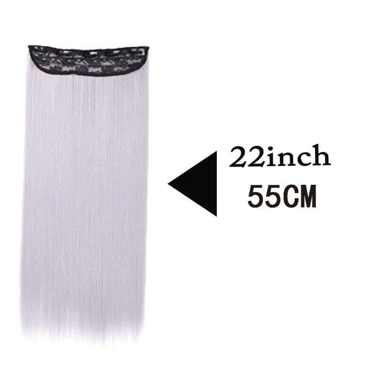 H&STAR  22Inch Synthetic  One Piece Gray Ombre Long Straight Hairpiece for Women Girl Hair Accessories