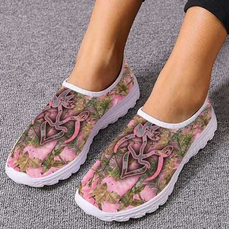 

Trendy Love Deer Head Tropical Leaf Printing Shoes Mesh Breathable Women s Shoes Comfortable Flat Shoes Zapatos