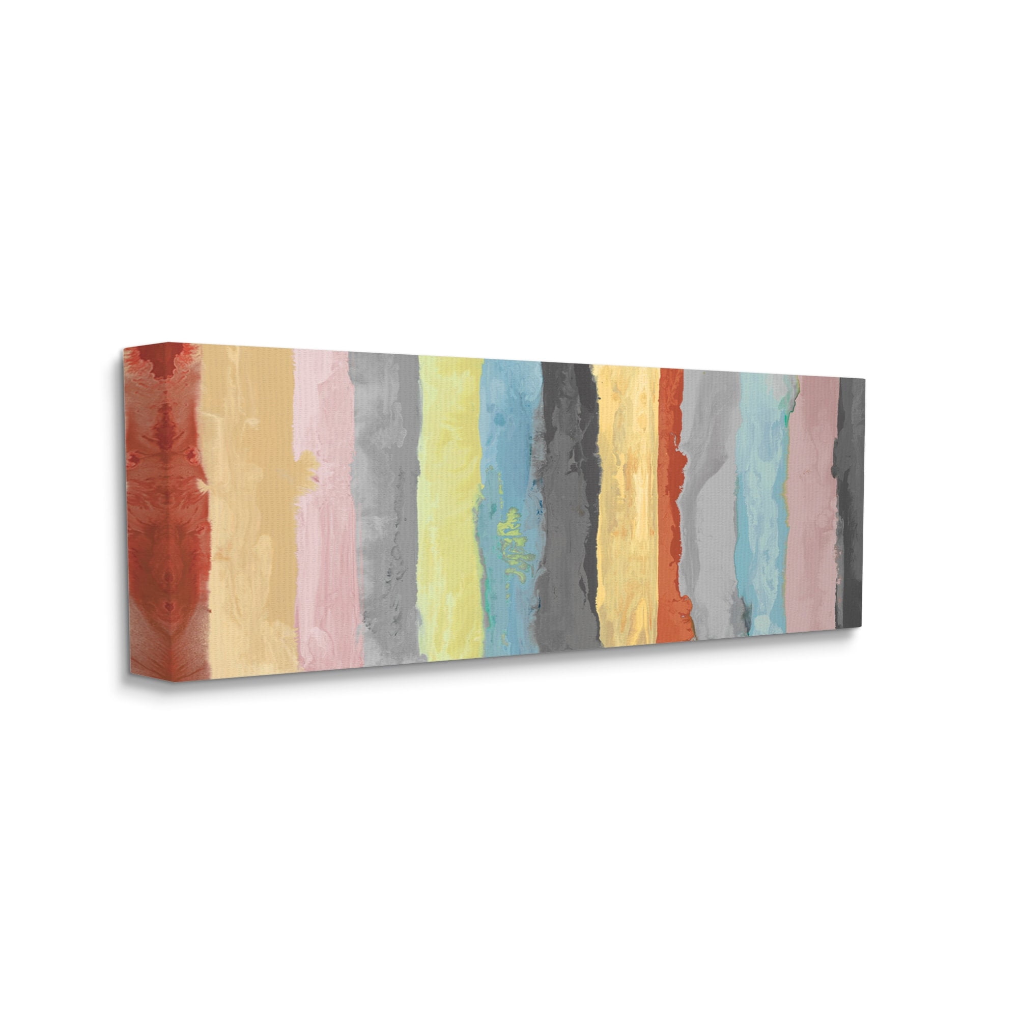 Stupell Industries Abstract Stripe Pattern Brush Strokes Blue Yellow Pink,20 x 48,Designed by Randy Hibberd