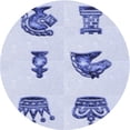 thumbnail image 1 of Ahgly Company Machine Washable Indoor Round Transitional Lavender Blue Area Rugs, 4' Round, 1 of 7