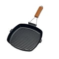 thumbnail image 1 of Sartén plegable Leke para parrilla, antiescaldaduras, mango de madera, portátil, 2 bocas, 1 of 8