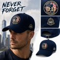 thumbnail image 2 of WULMLEO 911 Memorial 25th Anniversary Caps 911 Memorial We Will Never Forget Cap Men Women American Flag Patriotic Baseball Hats B One Size, 2 of 6