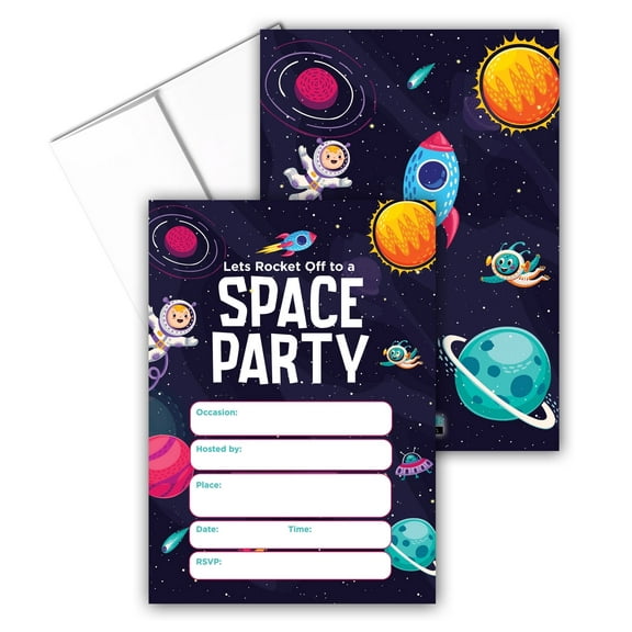 Stonehouse Collection | Kids Birthday Party Invitation Set | Outer Space Theme i
