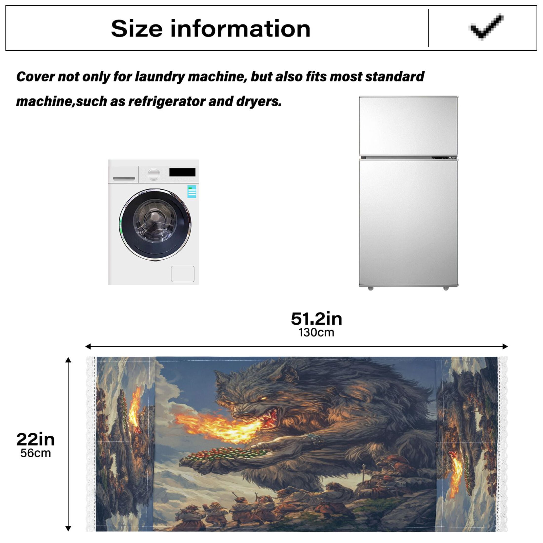 WOBOGO Flaming Giant Werewolf Pattern Washing Machine Cloth Dryer Refrigerator Top Cover Protective Non-Slip Mat For Kitchen Laundry