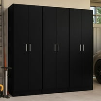 Madesa Garage Storage Cabinet Set 6 Doors 12 Utility Shelves 70"L Wooden Organization Unit for Garage and Tools 9 Adjustable Shelves Anti Tipping - Black