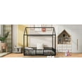thumbnail image 2 of DreamBuck Full size House Bed for Montessori Floor Bed with Door and Fence, Metal House Floor Bed for Boys, Girls, , Full Bed Frame for Playhouse, No Box Spring Needed, Black, 2 of 9