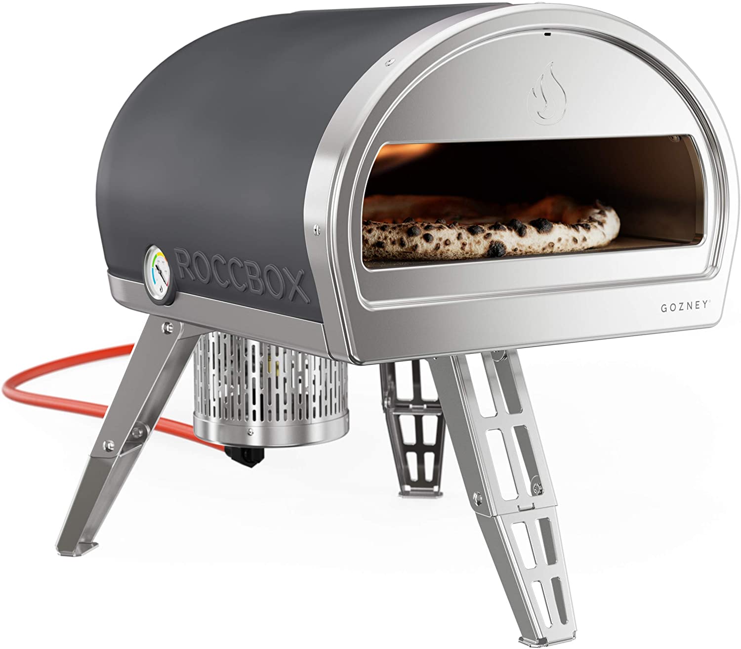 Roccbox Gozney Portable Outdoor Pizza Oven - Includes Professional Grade Pizza Peel, Built-in Thermometer and Safe Touch Silicone Jacket - Propane Gas Fired, with Rolling Wood Flame - (Grey) - image 3 of 7
