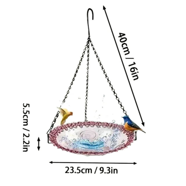 Bird Bath Bowl Birdbaths For Outdoors Metal Birdhouse Hanger Decorative Hangable For Backyard Birdwatching Patio Viewing Observation Apartment Window 1pc