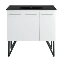 Annecy 36 in. White Bathroom Vanity With Black Ceramic Sink Top