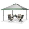 thumbnail image 2 of Gymax Abri de Terrasse Extérieur 13 Pieds X 13 Pieds à Déploiement Rapide, Protection Solaire, avec Sac à Roulettes, Vert et Gris, 2 of 5