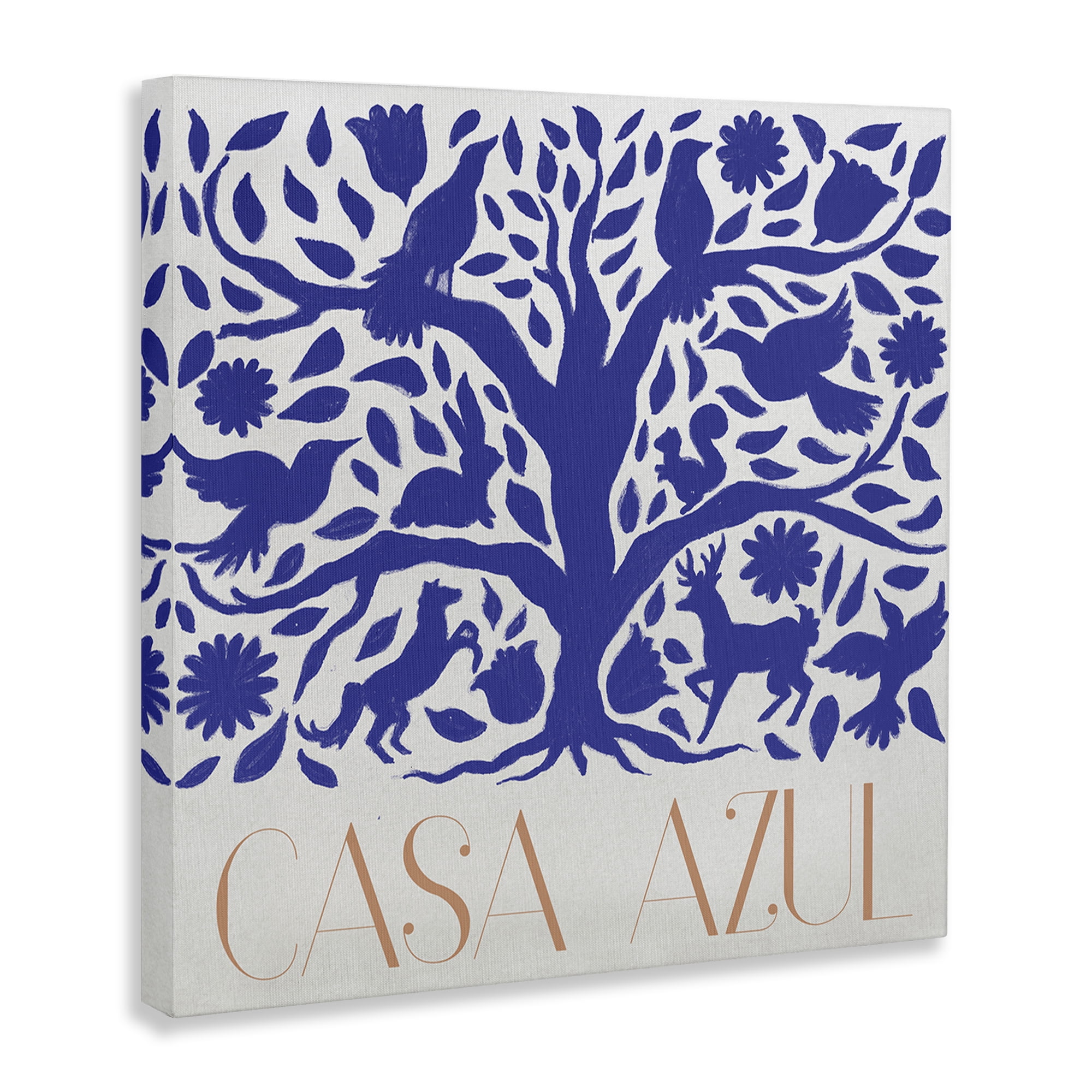 Stupell Industries Casa Azul Árbol y Animales Animals Painting Wrapped Canvas Art Print Wall Art, 30 x 30