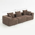thumbnail image 2 of Modular Sectional Sofa, 111" Deep-Seat Comfy Sectional Couches for Living Room, 3-Seater Couches with 5 Pillows, Tool-Free Assembly (Brown), 2 of 7