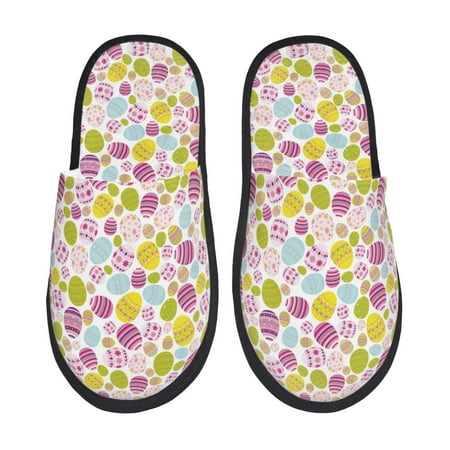 Balery Easter Egg Slient Indoor Furry Fleece Comfort House Shoes Soft Non-Slip Home Shoes Cotton slippers House Slippers-- Medium