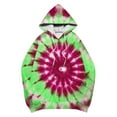 thumbnail image 4 of Uootdi Women's Tie Dye Hoodie Dress Galaxy Print Oversized Long Sleeve Pullover Kangaroo Pocket Casual Fall Festival Streetwear Trendy Loose Fit Top Green Women Tops, 4 of 5