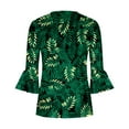 thumbnail image 4 of Blusa de verano para mujer con estampado de pliegues sexy y mangas 3/4 con cuello en V y botones OAVQHLG3B Store  lin121212, 4 of 5