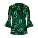 thumbnail image 4 of Blusa de verano para mujer con estampado de pliegues sexy y mangas 3/4 con cuello en V y botones OAVQHLG3B Store  lin121212, 4 of 5
