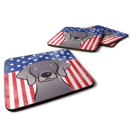 

Carolines Treasures BB2161FC American Flag and Weimaraner Foam Coaster Set of 4 3 1/2 x 3 1/2 multicolor