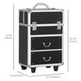 thumbnail image 3 of HOMCOM Rolling Makeup Train Case Traveling Cart Trunk w/ Swivel Wheel Black, 3 of 10