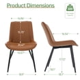 thumbnail image 3 of Modern Faux Leather Dining Chairs Set of 2, Upholstered Kitchen & Dining Room Chairs with Backrest, Durable Metal Legs(Brown, Black Legs), 3 of 12