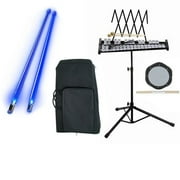Band Directors Choice Educational Bell Kit Pack Deluxe w/Carry Bag, Drum Practice Pad & Blue Light Up Drumsticks