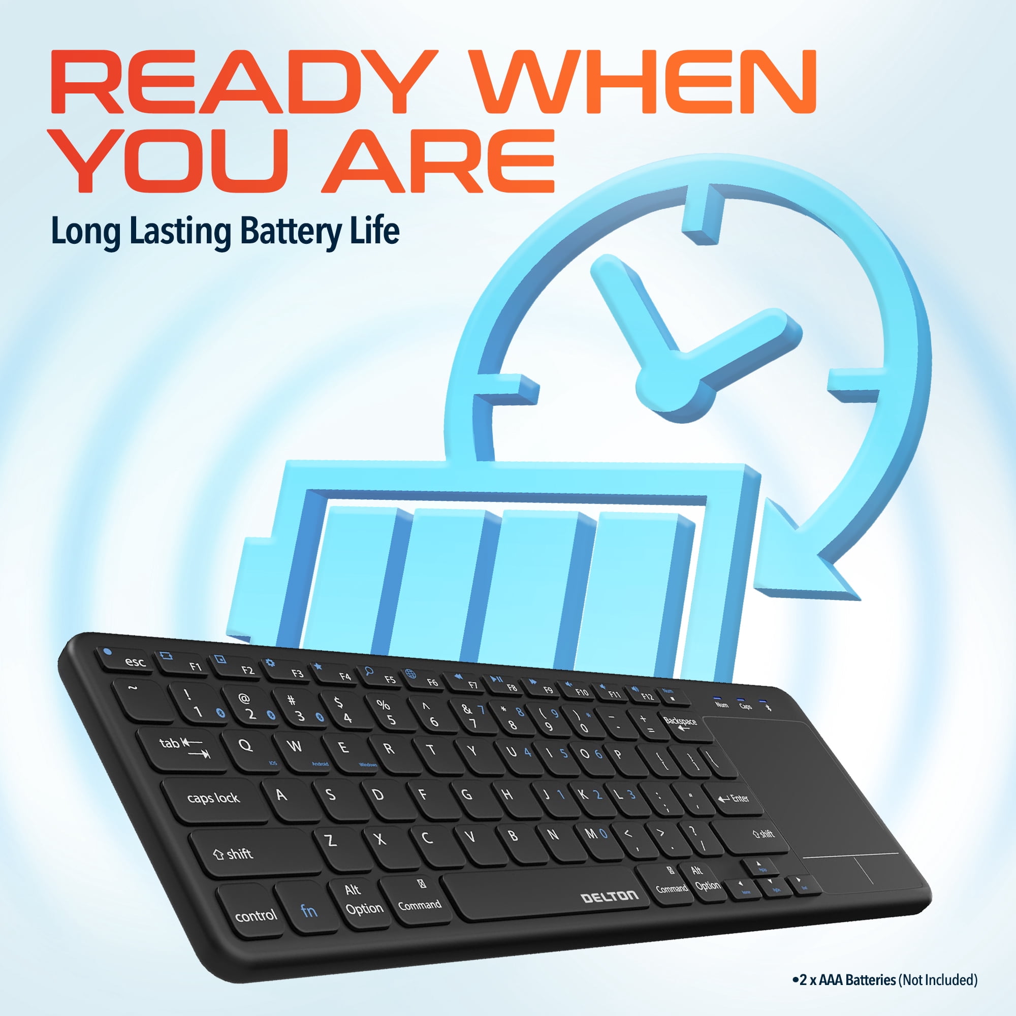 Delton N60 Computer Wireless Keyboard with Touchpad, Small Portable Computer Keyboard, Mini Bluetooth Keyboard With Built-in Touchpad For Laptop/pc/tablets/ and Phones - Black
