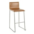 thumbnail image 2 of Mara Contemporary Barstool In Stainless Steel And Camel Faux Leather - Set Of 2, 2 of 7