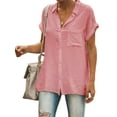 thumbnail image 1 of Colisha Ladies Fashion Dailywear Tunic Shirt Elegant Button Down Blouse Loose Short Sleeve Tops, 1 of 2