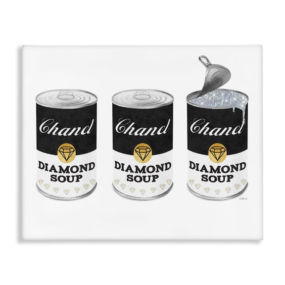Stupell Industries Art Deco Fashion Condensed Soup Trio Glam Black Diamond Pop Canvas Art, 40 x 30, by Amanda Greenwood