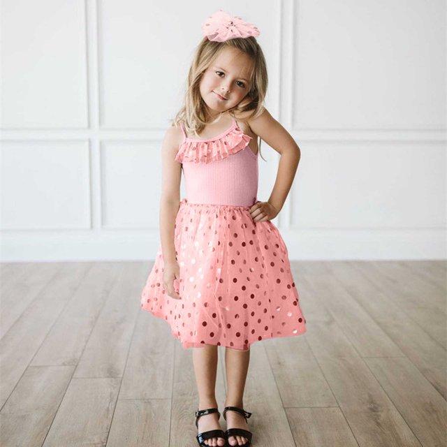 WEAIXIMIUNG Robe de Pâques Taille 6 Tout-Petits Filles Sans Manches Costume de Fête des Fêtes Robe en Maille Fête Dansante Robes de Princesse 92