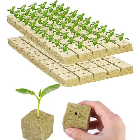 50 Holes Rockwools Grow Cubes, Rock Wool Planting Cubes for Hydroponics Garden Tower Supplies, Soilless Planting Seedling Greenhouse for Root Cuttings, Cloning, Propagation, Seeds Germination