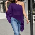 thumbnail image 5 of cocolona One the Shoulder Summer Tops for Women Crew Neck Flowing Batwing Sleeve Shirts Trendy Casual Sun Protection Blouses, 5 of 6