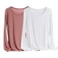 thumbnail image 1 of MeetoTime 2 Pcs Hauts à Manches Longues pour Femmes Basique Col Rond T-Shirt Doux Grande Taille T-Shirts Confortables X-6X, 1 of 2
