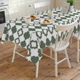 thumbnail image 4 of Vintage Bohemia Rectangle Tablecloth, Minimalist Abstract Geometric Art Green Waterproof & StainResistant Tablecloth, Washable Oil-proof Table Cover for Dining/Party/Wedding/Camping/Buffet 54x108 In, 4 of 9