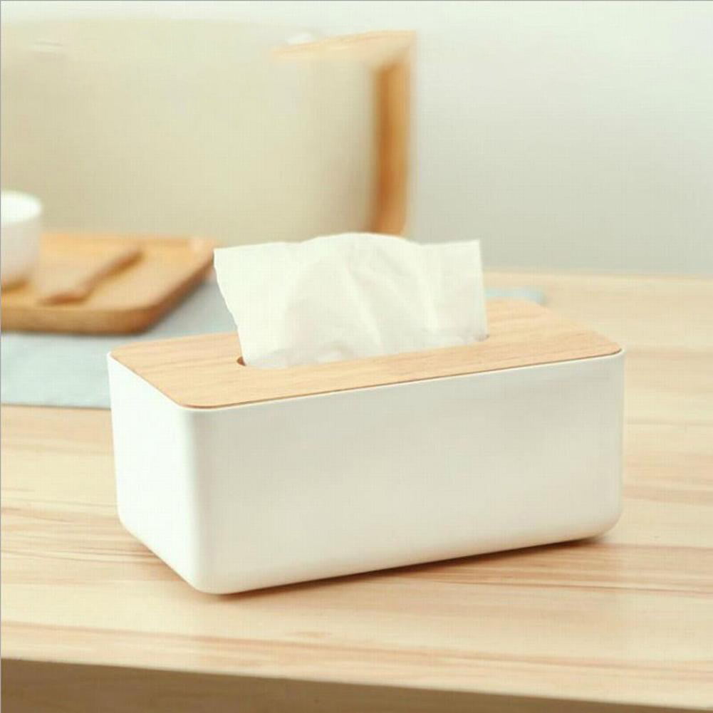 Tissue Box Dispenser Paper Storage Holder Napkin Case Wooden Organizer 