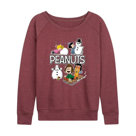 Peanuts - Winter Stickers - Women's French Terry Long Sleeve Pullover